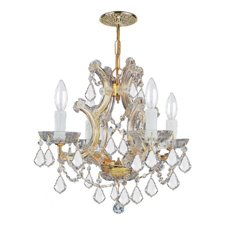 Crystorama Four Light Gold Up Mini Chandelier 4474-GD-CL-S